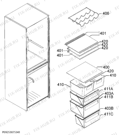 Взрыв-схема холодильника Aeg RCB53324VW - Схема узла Internal parts